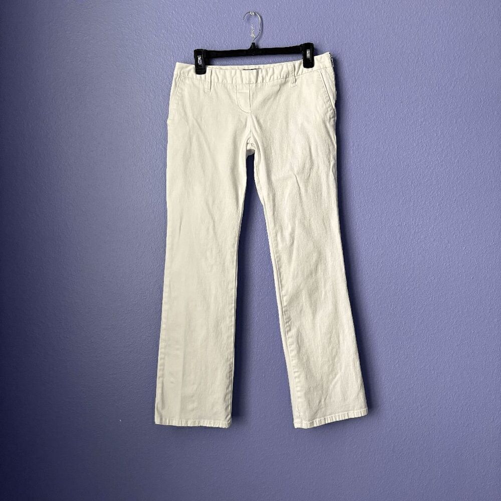 Split White Denim Low Rise Jeans Boot Cut Y2K 90s Side Zipper VNTG Size 7 Stretc